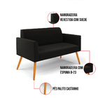 Sofá Namoradeira Com 2 Poltronas Pés Palito Castanho Marisa S