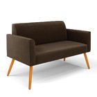 Sofá Namoradeira Com 2 Poltronas Pés Palito Castanho Marisa S