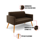 Sofá Namoradeira Com 2 Poltronas Pés Palito Castanho Marisa S