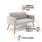 Sofá Namoradeira Com 2 Poltronas Pés Palito Castanho Marisa V