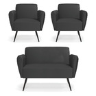 Sofá Namoradeira Com 2 Poltronas Pés Palito De Ferro Bruna Co