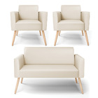 Sofá Namoradeira Com 2 Poltronas Pés Palito Natural Marisa Co