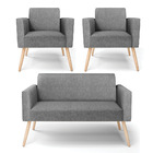 Sofá Namoradeira Com 2 Poltronas Pés Palito Natural Marisa Li