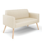 Sofá Namoradeira Com 2 Poltronas Pés Palito Natural Marisa Li