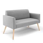 Sofá Namoradeira Com 2 Poltronas Pés Palito Natural Marisa Su