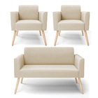 Sofá Namoradeira Com 2 Poltronas Pés Palito Natural Marisa Su