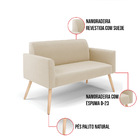 Sofá Namoradeira Com 2 Poltronas Pés Palito Natural Marisa Su