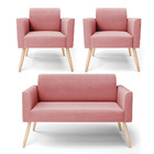 Sofá Namoradeira Com 2 Poltronas Pés Palito Natural Marisa Su