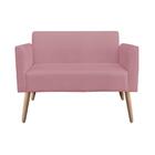 Sofá Namoradeira Com 2 Poltronas Pés Palito Natural Marisa Su