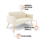 Sofá Namoradeira Com 2 Poltronas Pés Palito Natural Marisa Ve