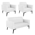 Sofá Namoradeira Com 2 Poltronas Pés Villach Marisa Corino