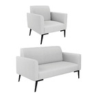 Sofá Namoradeira Com 2 Poltronas Pés Villach Marisa Linho   -