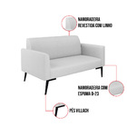 Sofá Namoradeira Com 2 Poltronas Pés Villach Marisa Linho   -