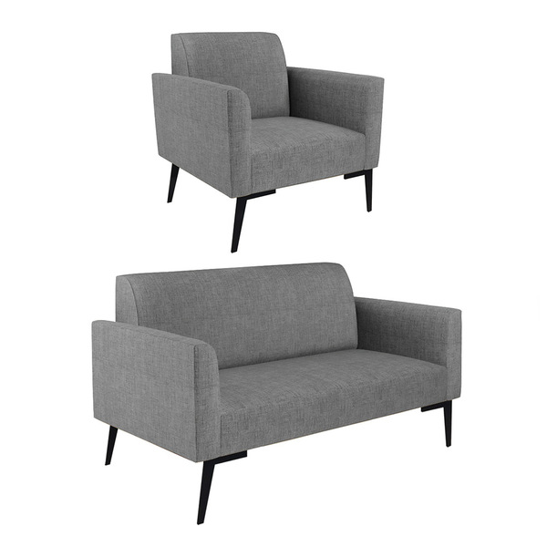 Sofá Namoradeira Com 2 Poltronas Pés Villach Marisa Linho   -