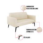 Sofá Namoradeira Com 2 Poltronas Pés Villach Marisa Linho Beg