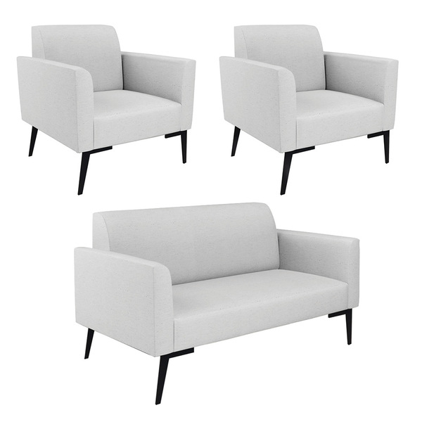 Sofá Namoradeira Com 2 Poltronas Pés Villach Marisa Linho Cin