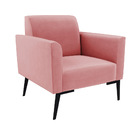 Sofá Namoradeira Com 2 Poltronas Pés Villach Marisa Suede Rosê