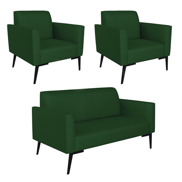 Sofá Namoradeira Com 2 Poltronas Pés Villach Marisa Veludo Lu