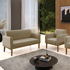 Sofá Namoradeira Com Poltrona Base De Madeira Fixa Castanho M