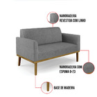 Sofá Namoradeira Com Poltrona Base De Madeira Fixa Castanho M