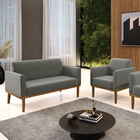 Sofá Namoradeira Com Poltrona Base De Madeira Fixa Castanho M