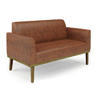 Sofá Namoradeira Com Poltrona Base De Madeira Fixa Castanho M