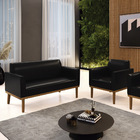 Sofá Namoradeira Com Poltrona Base De Madeira Fixa Castanho M