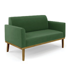 Sofá Namoradeira Com Poltrona Base De Madeira Fixa Castanho M