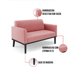 Sofá Namoradeira Com Poltrona Base De Madeira Fixa Preto Mari