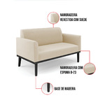 Sofá Namoradeira Com Poltrona Base De Madeira Fixa Preto Mari