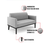 Sofá Namoradeira Com Poltrona Base De Madeira Fixa Preto Mari