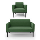 Sofá Namoradeira Com Poltrona Base De Madeira Fixa Preto Mari