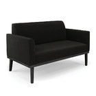 Sofá Namoradeira Com Poltrona Base De Madeira Fixa Preto Mari