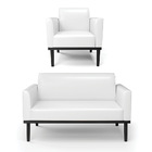 Sofá Namoradeira Com Poltrona Base De Madeira Fixa Preto Mari