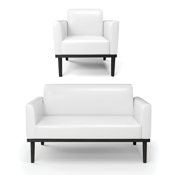 Sofá Namoradeira Com Poltrona Base De Madeira Fixa Preto Mari