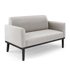 Sofá Namoradeira Com Poltrona Base De Madeira Fixa Preto Mari