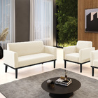 Sofá Namoradeira Com Poltrona Base De Madeira Fixa Preto Mari