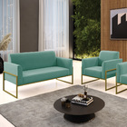 Sofá Namoradeira Com Poltrona Base Industrial Alta Dourado Ma