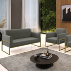 Sofá Namoradeira Com Poltrona Base Industrial Alta Dourado Ma