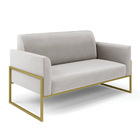 Sofá Namoradeira Com Poltrona Base Industrial Alta Dourado Ma