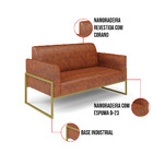 Sofá Namoradeira Com Poltrona Base Industrial Alta Dourado Ma