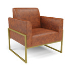 Sofá Namoradeira Com Poltrona Base Industrial Alta Dourado Ma