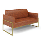 Sofá Namoradeira Com Poltrona Base Industrial Alta Dourado Ma