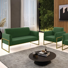 Sofá Namoradeira Com Poltrona Base Industrial Alta Dourado Ma