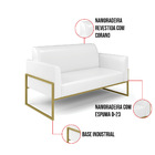 Sofá Namoradeira Com Poltrona Base Industrial Alta Dourado Ma