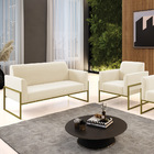 Sofá Namoradeira Com Poltrona Base Industrial Alta Dourado Ma