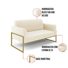 Sofá Namoradeira Com Poltrona Base Industrial Alta Dourado Ma