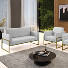 Sofá Namoradeira Com Poltrona Base Industrial Alta Dourado Ma