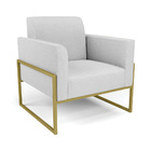 Sofá Namoradeira Com Poltrona Base Industrial Alta Dourado Ma