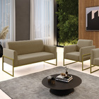 Sofá Namoradeira Com Poltrona Base Industrial Alta Dourado Ma